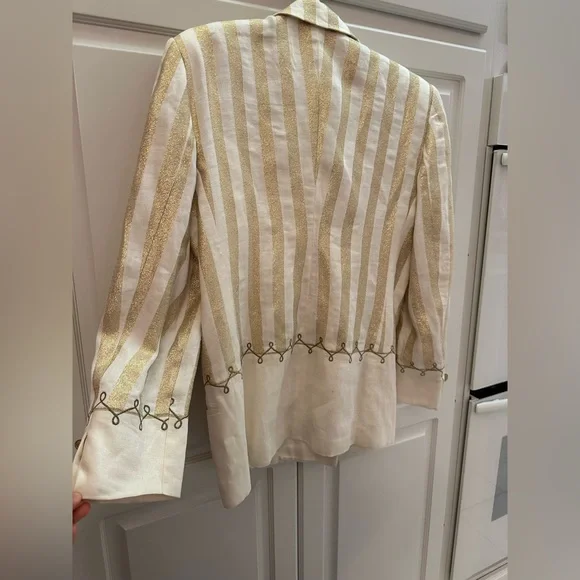 Escada Sparkly Linen Striped Blazer